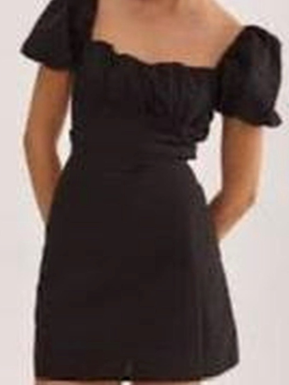NWT Zara tie-back black mini dress with puff sleeves and ruched detail size s